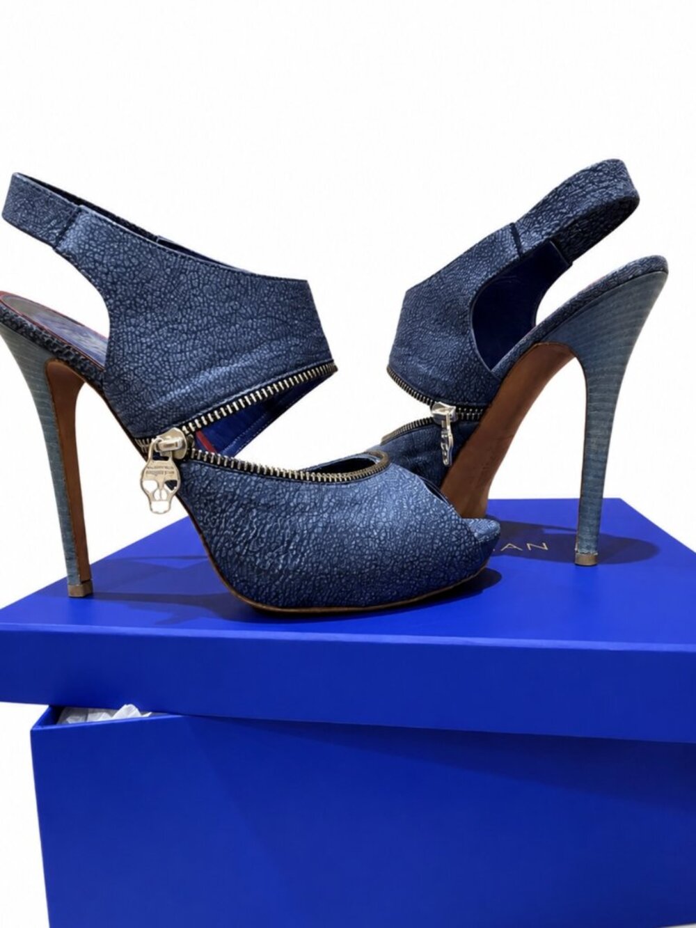 Alexander McQueen Zip-Detail Slingback Peep Toe Heels – Women's EU 41.5 /US 11.5